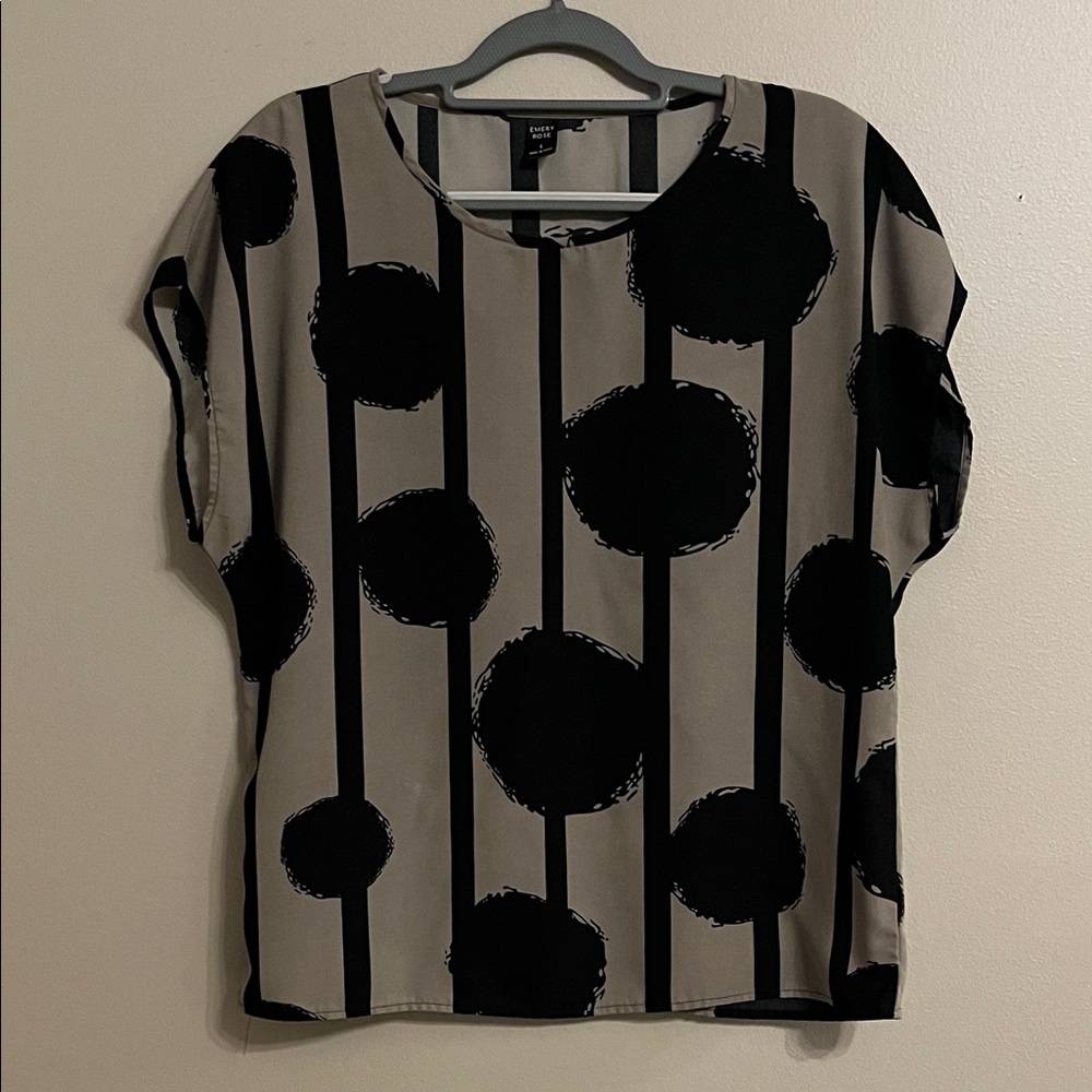 Black and Tan Patterned Blouse